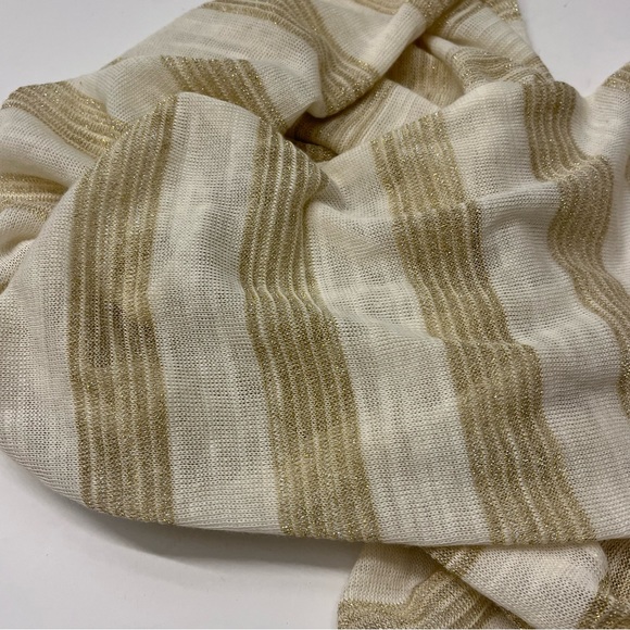 Chicos Womens White Gold Metallic Infinity Scarf Cotton Blend One Size - Picture 10 of 12